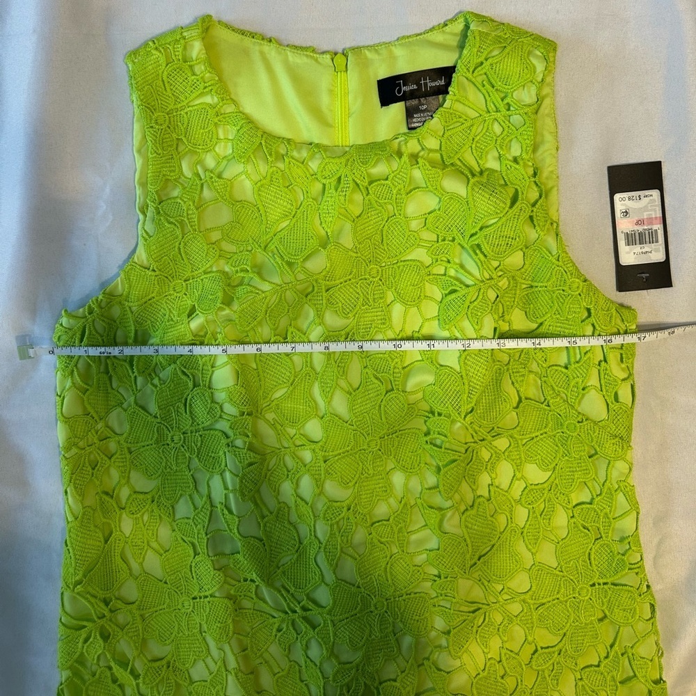 NWT Jessica Howard Lime Green Lace Sleeveless Dress - SIZE 10P - Picture 6 of 8